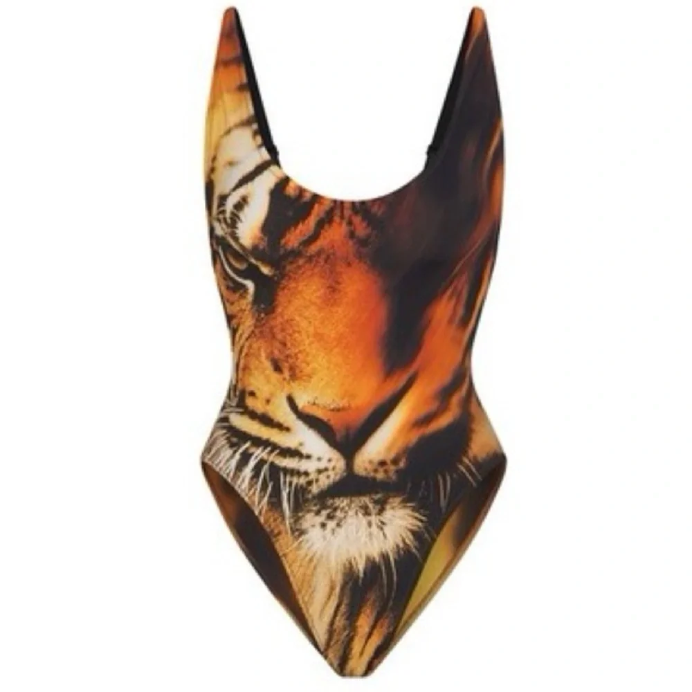 Sw68. Cavalli X Skims nwt 🐅tiger face print scoop neck one piece XL - Picture 2 of 6